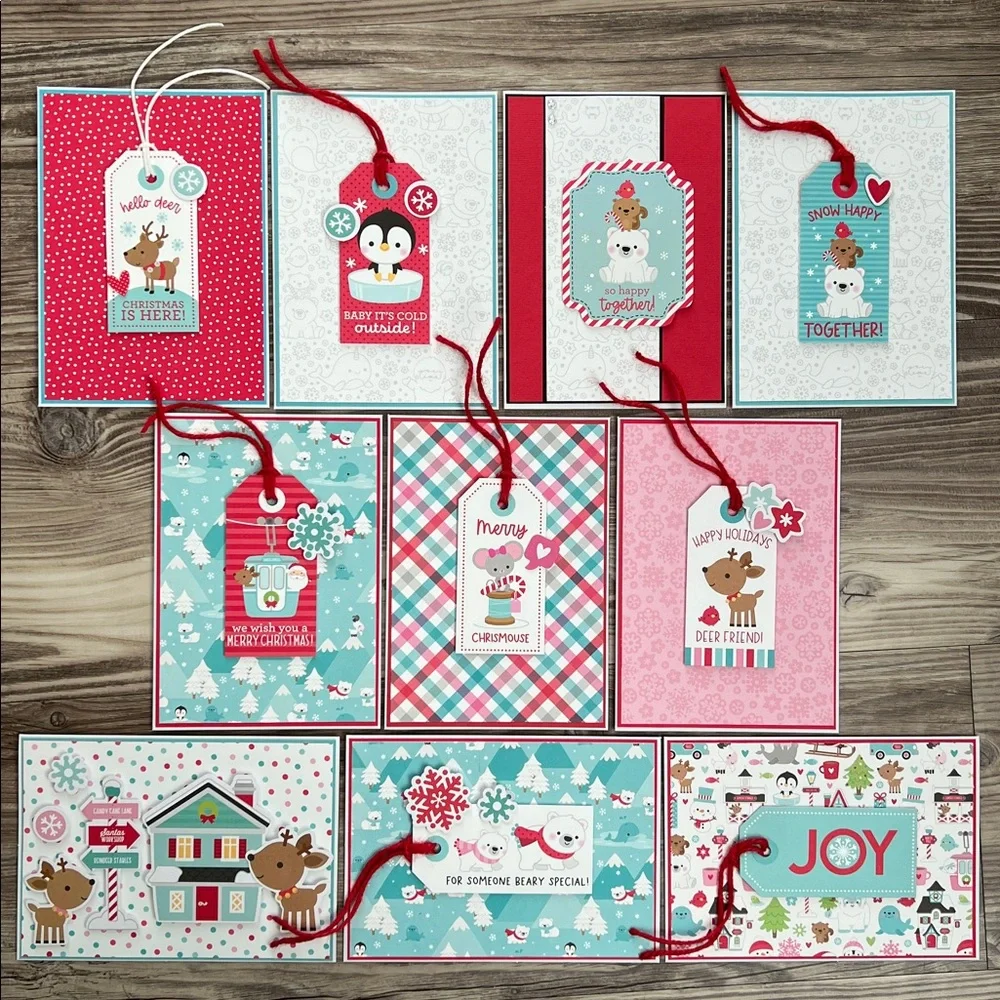 Handmade Christmas and Holiday Cards Set of 10 5”x7” Includes Envelopes